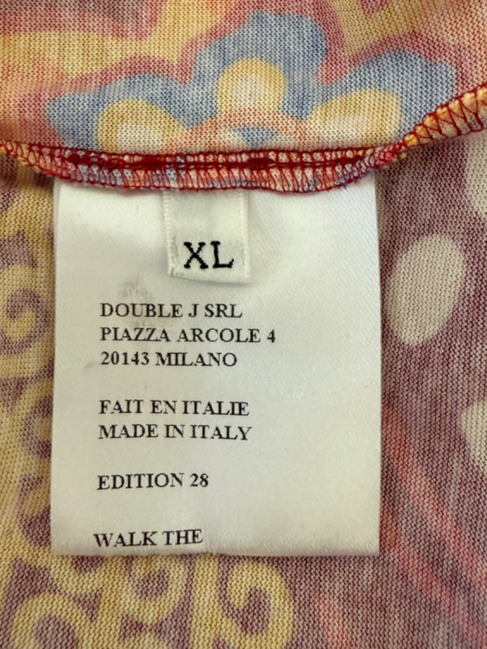 La DoubleJ Walk The Dog T-Shirt XL Floral Cotton Bell Sleeve Made in Italy - Picture 3 of 10